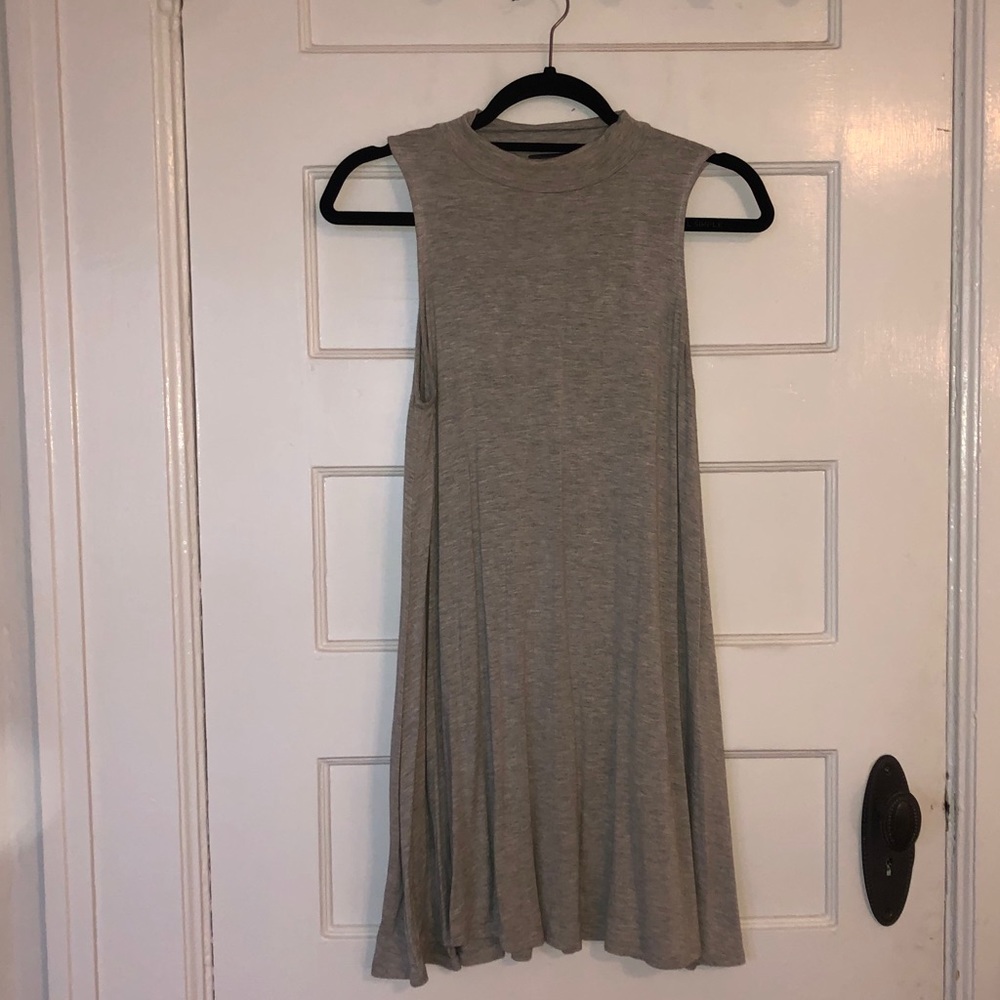 High neck grey flowy dress